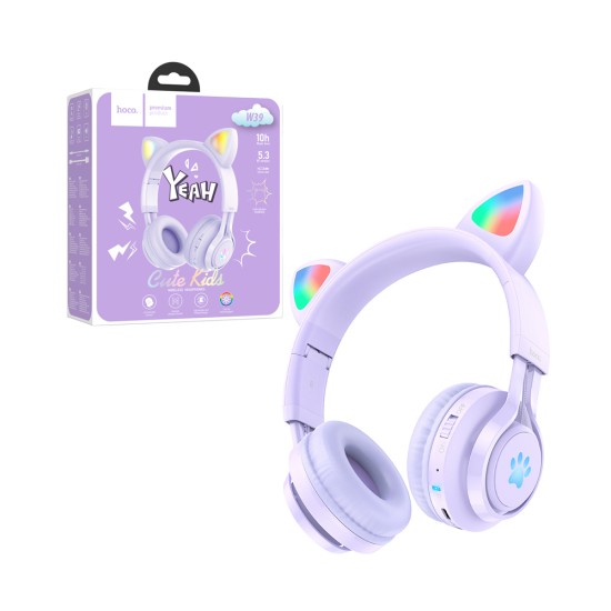 Hoco W39 Cat Ear Bluetooth Headphones Purple